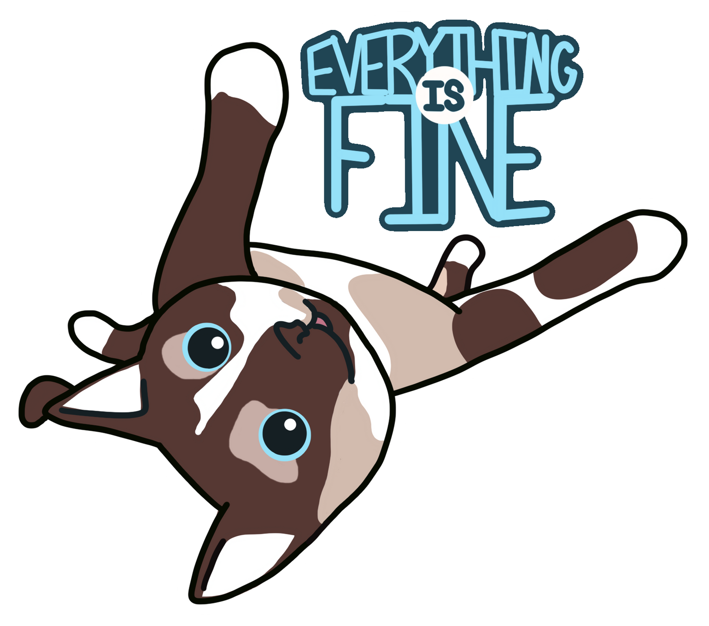 Everything Is Fine Cute Cat Sticker